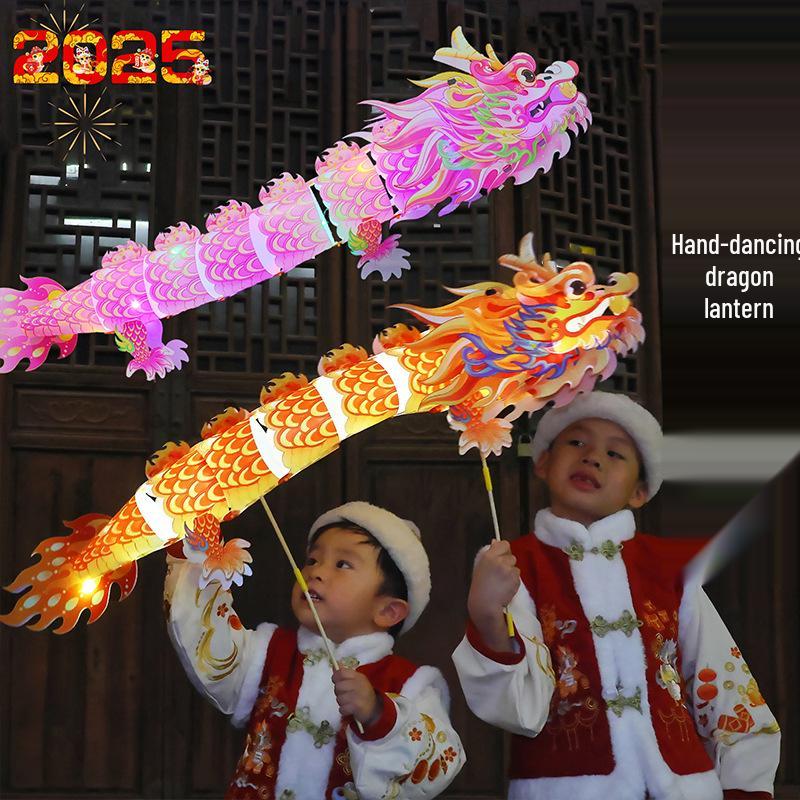 Shake Snake Dragon Lantern DIY Kit – Children's Luminous Cartoon Lantern for New Year and Spring Festival Celebrations