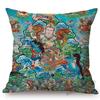 Colorful Blue Buddhism Artwork Bodhisattva Fortune God Sakyamuni Tangka Buddha Painting Sofa Pillow Case Linen Cushion Cover