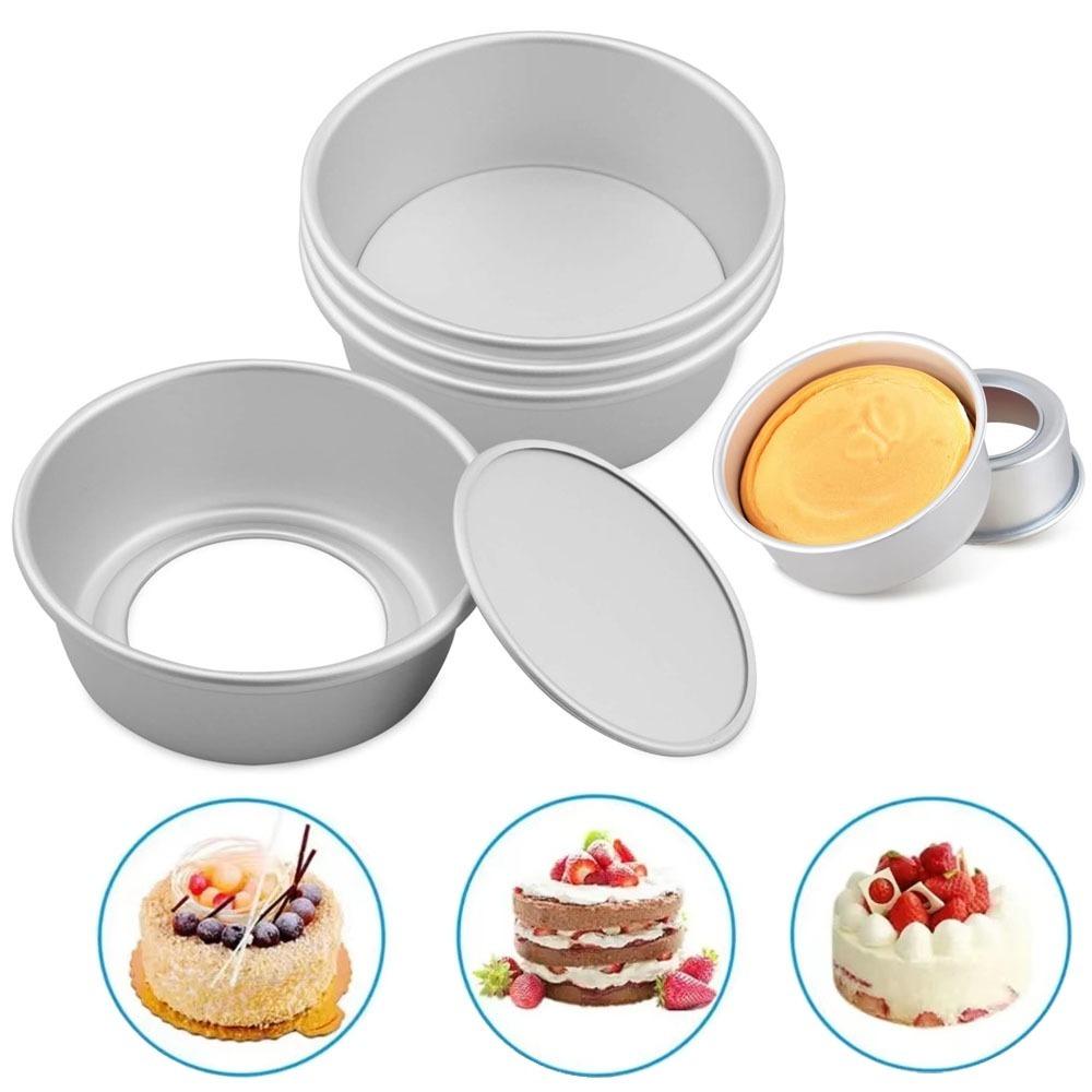 Round Heart-Shaped Cake Mold Aluminium Alloy Non-Stick Cake Pan Mousse Tray Baking Mold Removable Bottom Cake Decorating Tool