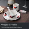 Retro Ceramic Rooster Bowl 5-Piece Tableware Set