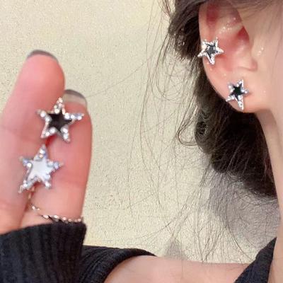 Y2K Pentagonal Star Stud Earrings for Women Cool Girl Gothic Kpop Punk Design Earrings 2025 New Simple Trendy Earrings Gifts