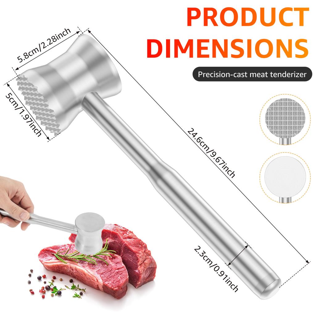 Meat Tenderizer Hammer Double-Sided Meats Hammer Stainless Steel/Zinc Alloy Meat Mallet for Beef Chicken Steak Kitchen Gadgets