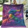 1pc Dragon Design Blanket - Purple & Blue Hues Lightweight Flannel Throw, Digital Print Soft Warm All-Season Blanket for Sofa, Camping, Bed, Office - 