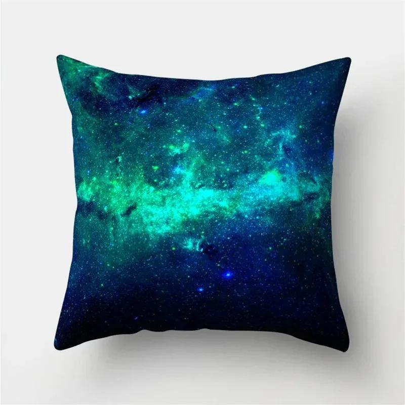 Rainbow Starry Sky Moon Fantasy Pattern Throw Pillow Cover With Short Plush Print For Living Room Sofa Decoration Cushion Cover