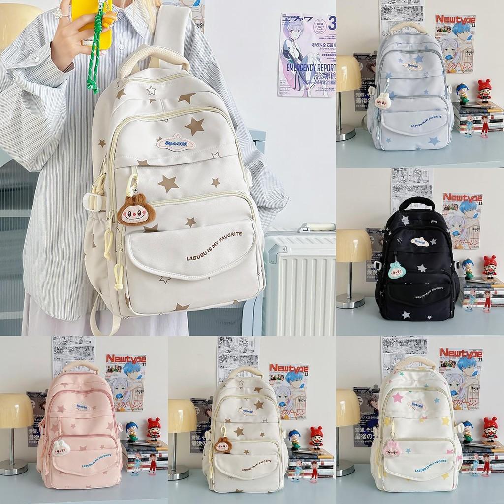 Print Star Letter Pattern Backpack With Multiple Compartments For Teens Girls