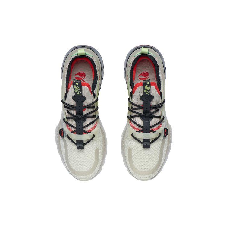Li-Ning Jizhu Integrated Weave Trendy Casual Low-Top Running Shoes Men Sneakers White Gray AGLR189-1