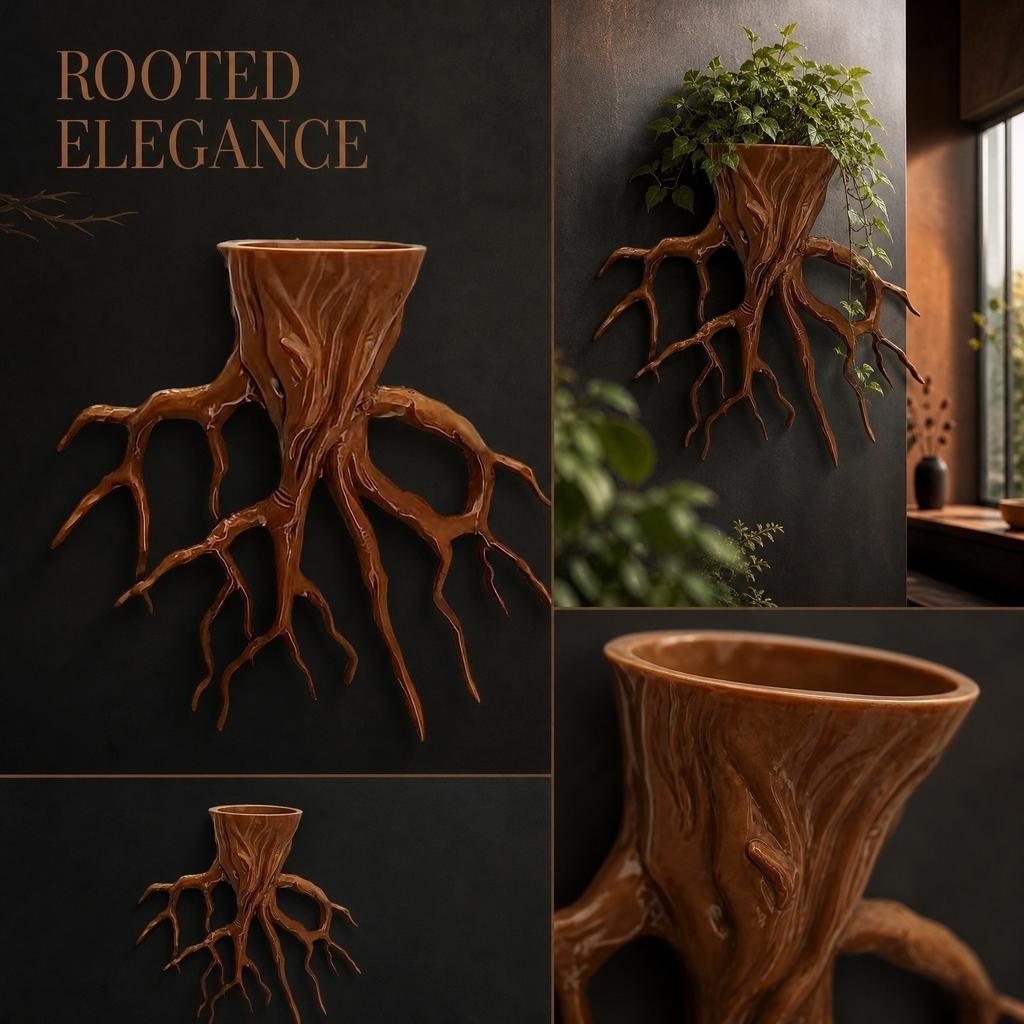 19cm 3D Printed Root Shaped Wall Mounted Plant Pot Suitable for Climbing and Trailing Plants Indoor and Outdoor Use Durable Design