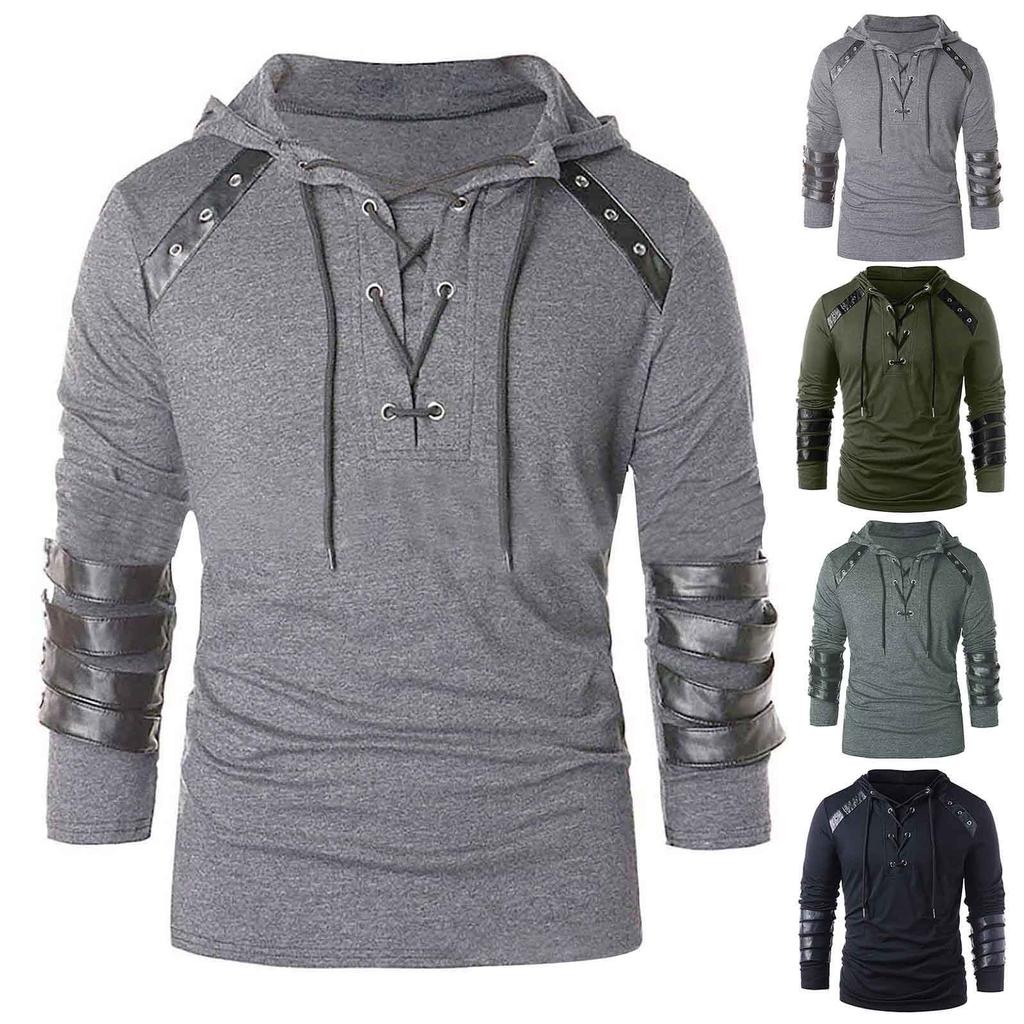 Halloween Men's Gothic Casual Long Sleeve Sweater Pullover Loose Hoodie Top