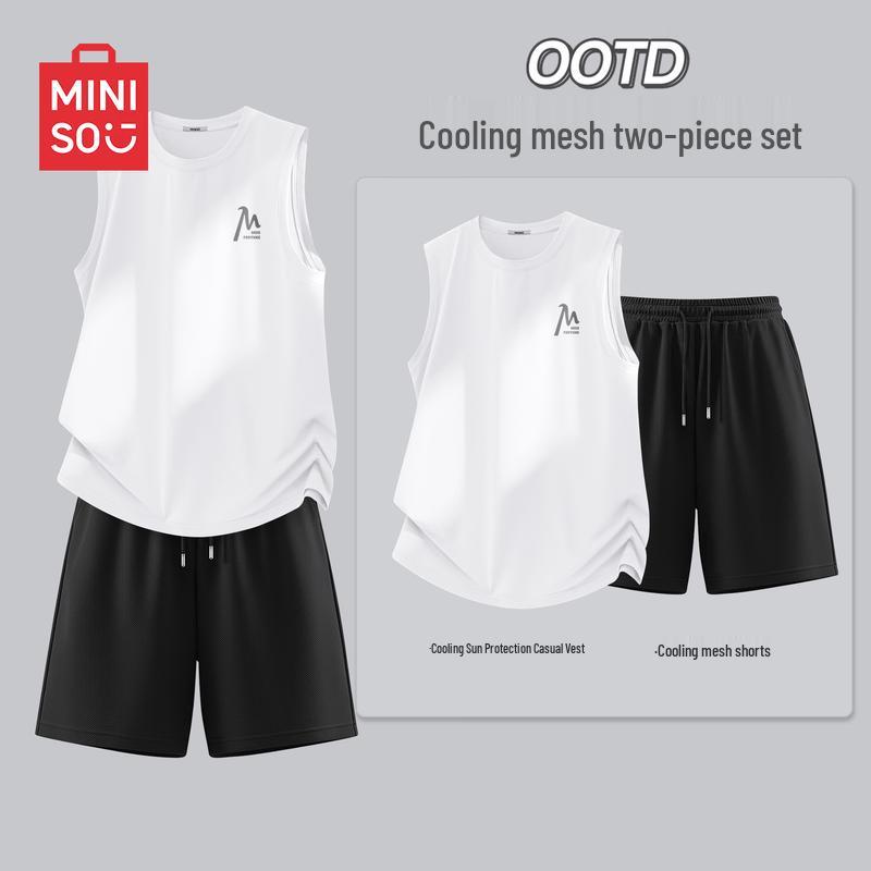 MINISO Men's Summer Casual Sleeveless T-Shirt & Shorts Set