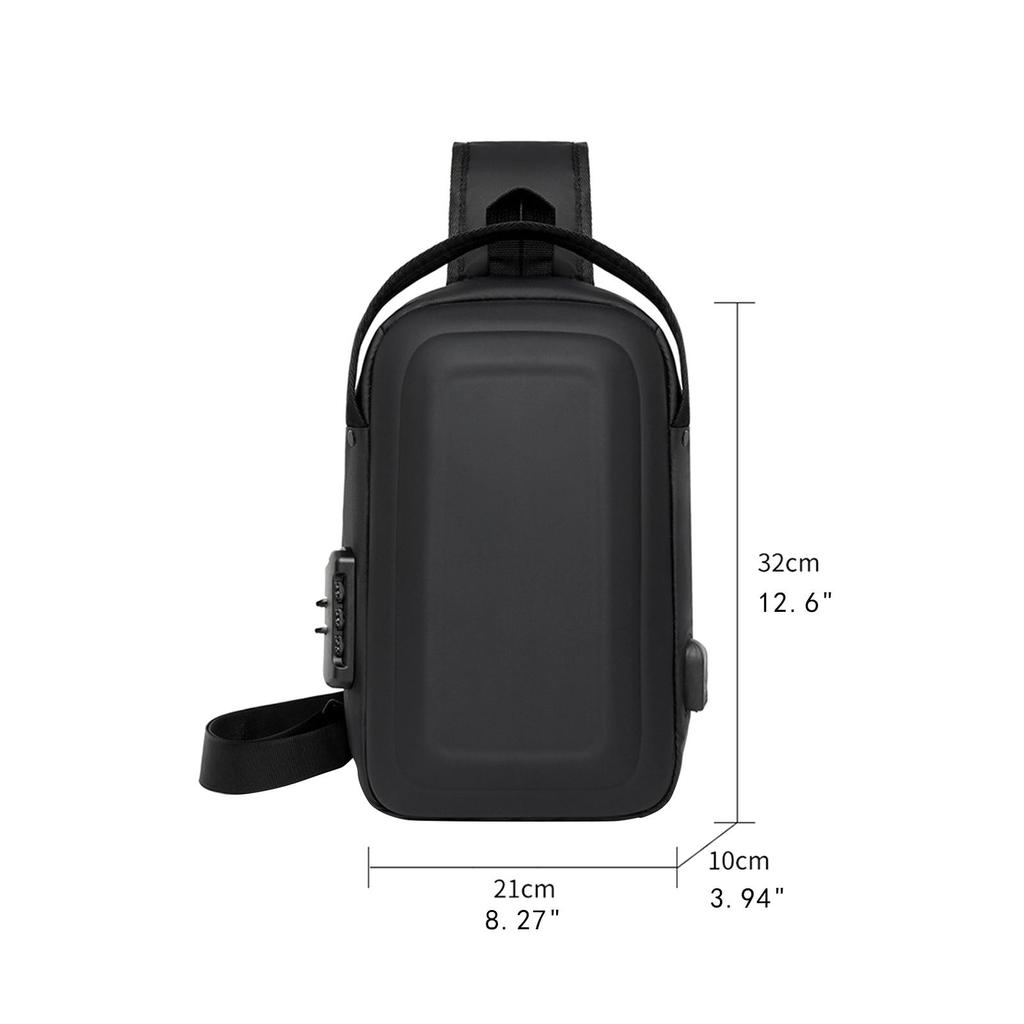 Men Chest Bag Handbag Water Resistant Wear Resistant Portable Hard Case Chest Pack for Running Cycling Biking Travel Hiking