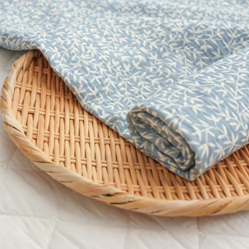 135X100Cm Soft Willow Leaf White Shadow Baby Cotton Double Layer Gauze Warm Crepe Fabric Children's Pajamas Sewing Cloth