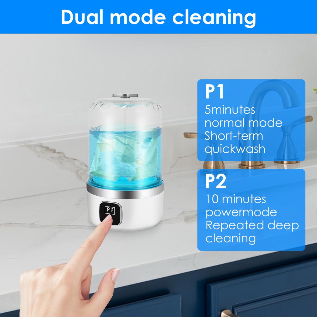 Mini Washing Machine 1L USB Rechargeable Portable Underwear Socks Electric Wireless Charging Washing Cup Laundry Bucket