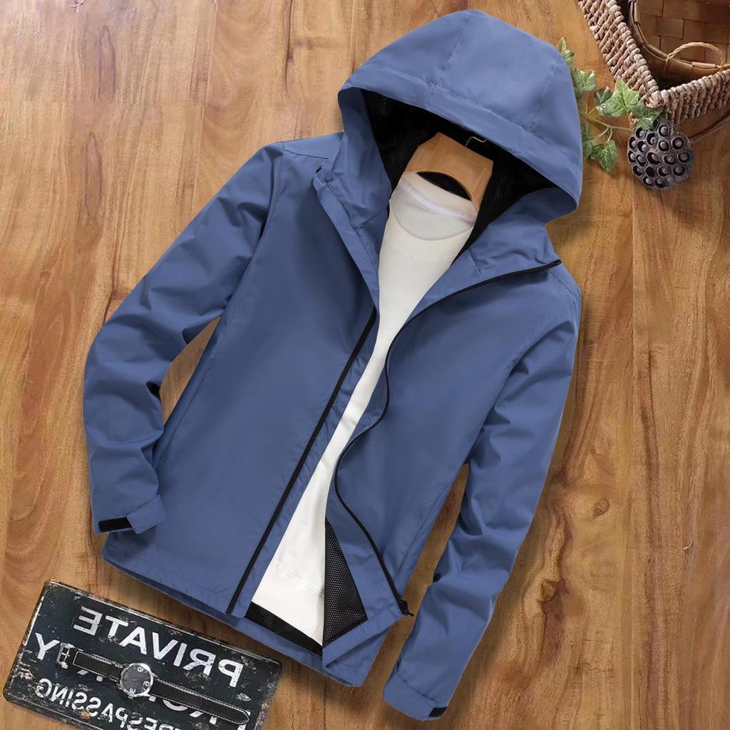 Unisex Lightweight Waterproof Windbreaker: Breathable, Mesh Lined, Windproof Jacket for Spring/Autumn.