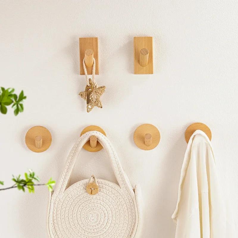 Wall-mounted coat rack, clothes wall-mounted solid wood hooks
