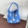 Sweet Floral Plush Women's Shoulder Bag Flower Embroidery Ladies Underarm Bags Casual Fall Winter Large Capacity Female Tote Bag