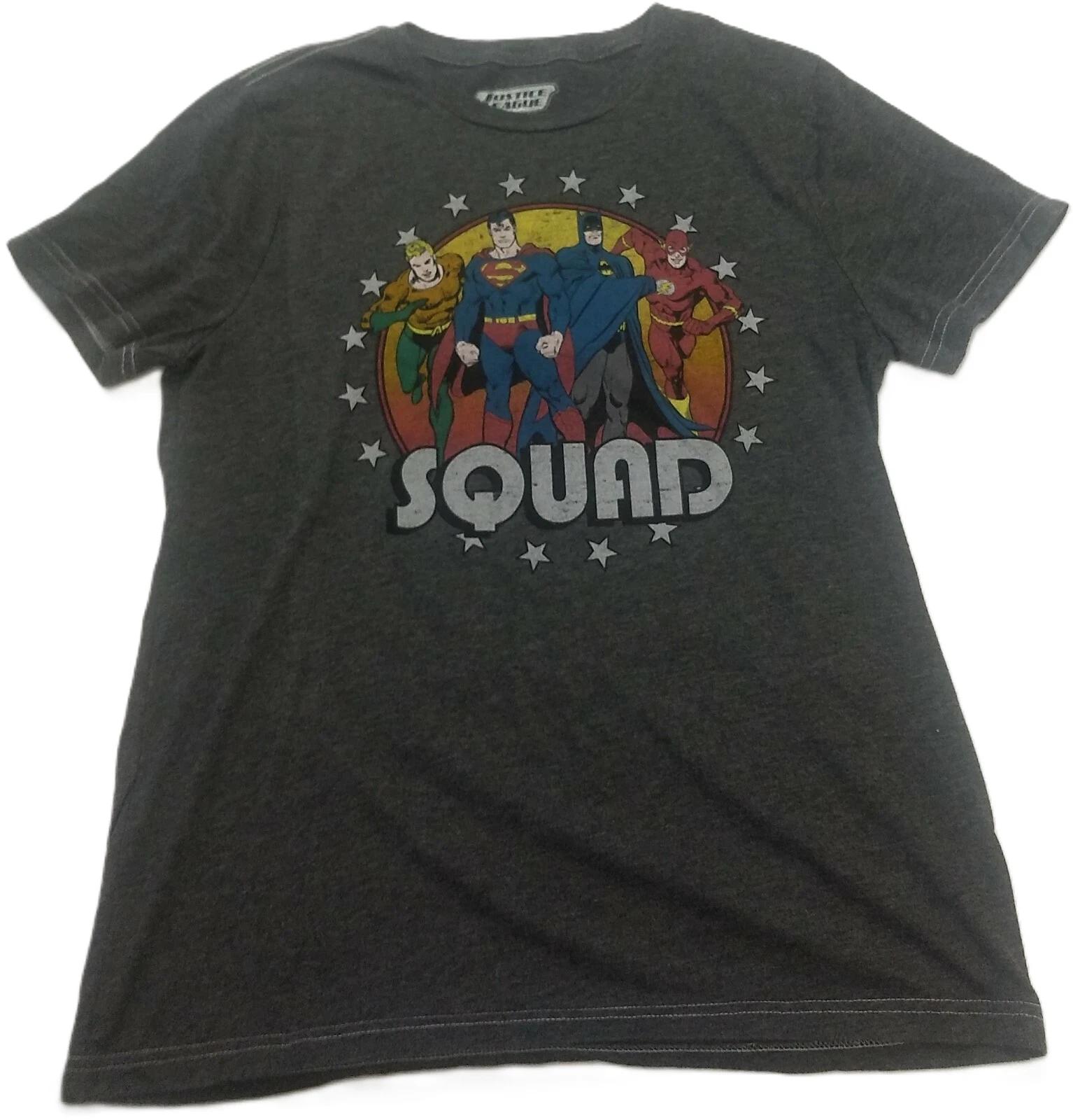 Justice League Squad Super Hero Aqua Man Super Man Batman The Flash Boys T-Shirt 100