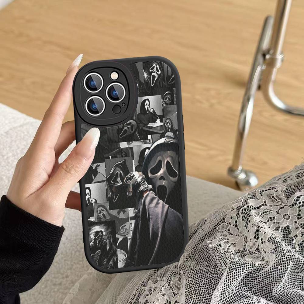 Ghost Face Art Scream Phone Case For IPhone 16 15 14 13 Pro Max 11 12 Plus Leather Silicone Cover