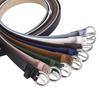 Luxury PU Leather Women's Round Buckle Thin Waist Belt - Solid Color for Jeans & Outerwear
