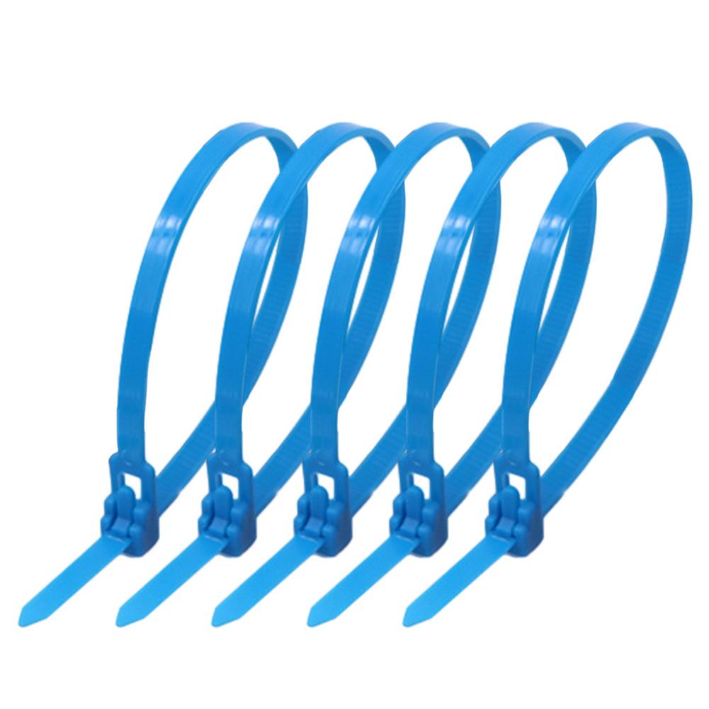 

100pc Releasable Cable Ties Colored Plastics Reusable Cable Ties Nylon Loop Wrap Zip Bundle Ties T-type Cable Tie Wire 200x5mm синій