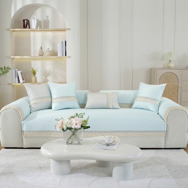 Cool Doudou Tassel Sofa Cushion Non-slip Summer Ice Silk Cushion Simple Modern Summer Mat Sofa Cover Cover Cloth Towel