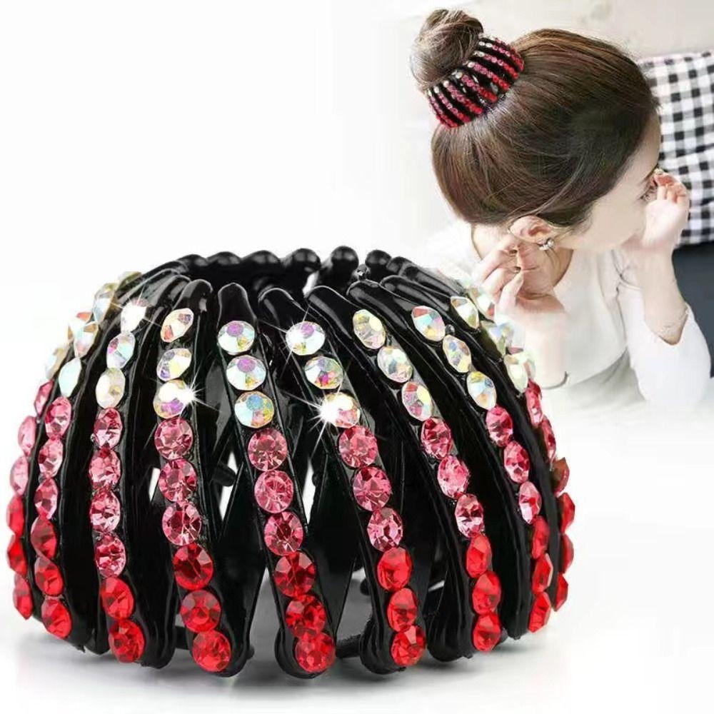 Rhinestone Hair Claw Clip Hair Accessories Hair Bun Maker Fashion Ponytail Holder  Women
