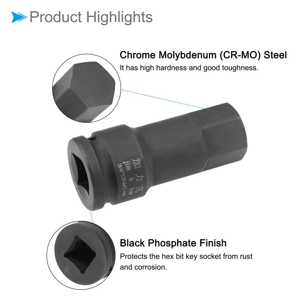CoCud Bit Hex Bit Socket H32 Bit Drive Metric Length Extension Adapter nasadki do klucza udarowego Torque 3/4" - (Klucze aplikacyjne)