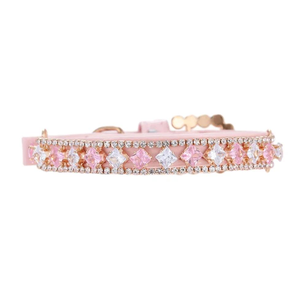 Luxury Pet Dog Pearls Collar and Leash Pearls Puppy Necklace Leather Pearl Leash with Crystal Rhinestone Small Dog Accessories