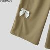 INCERUN Men High Zip-up Waist Bow Knot Casual Wide Legs Pants Trousers
