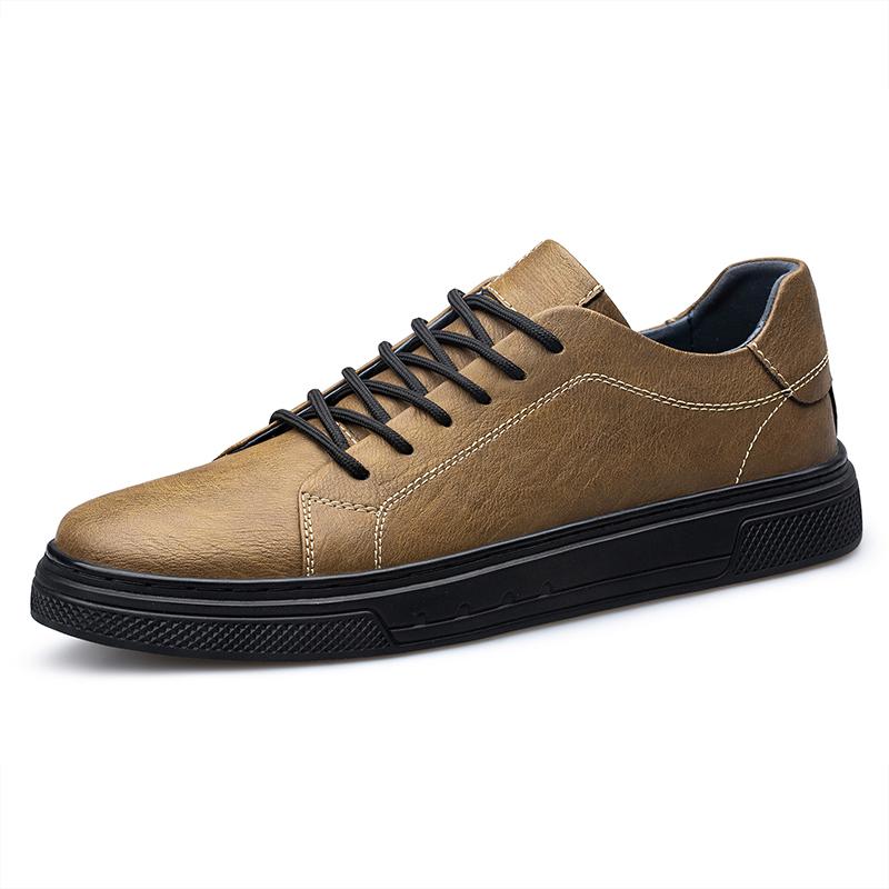 

2026 Premium Men s Retro Casual Board Shoes Soft Cowhide Leather with Braided Laces & Non-Skid Tread for Street Style Size 38-44 37 хаки