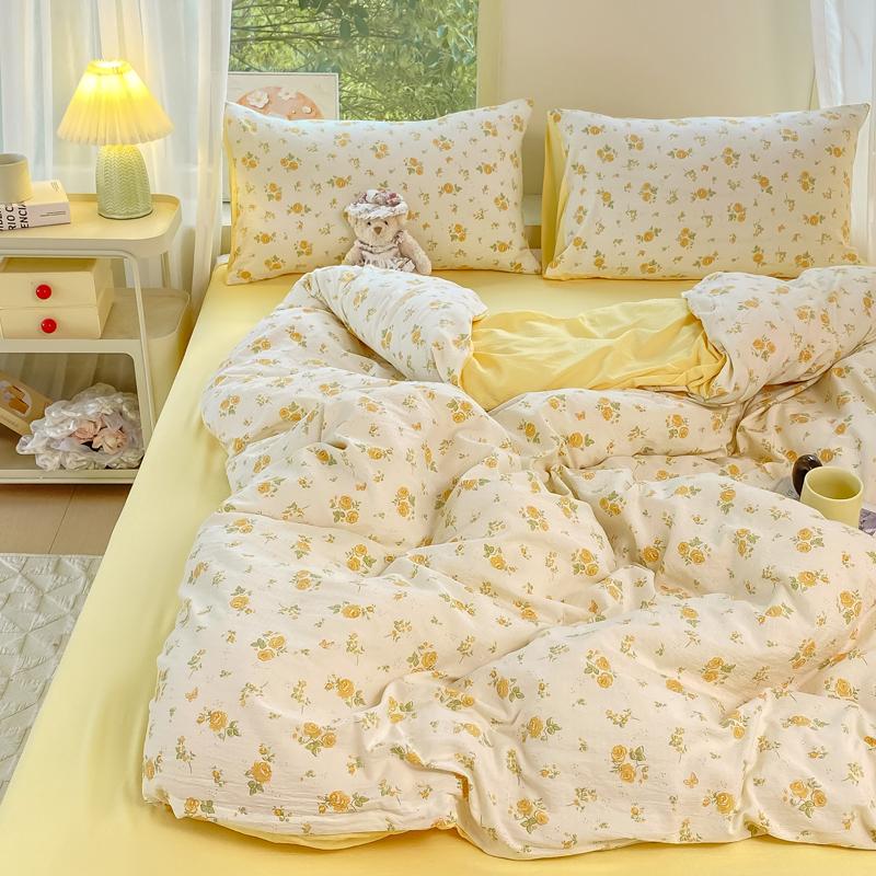

3-piece set plant flowers and colorful pattern quilt cover, one quilt cover + 2 pillowcases (without core) Soft and comfortable 150x200cm