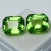 CERTIFIED 16.12 Ct Natural Peridot Emerald Cut Loose Gemstone PAIR For Jewelry