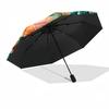 Watercolor Turtle Garden Portable Automatic Umbrella Compact & Durable 8-Rib Design Durable Plastic & Iron for Outdoor Daily Use Fashionable