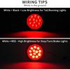 2PCS 4" Round Red LED Trailer Tail Lights - 12 Diodes 3-In-1 Stop/Brake/Turn Lights W/Surface Mount Grommets & 3-Prong Pigtails For Truck Trailer RV