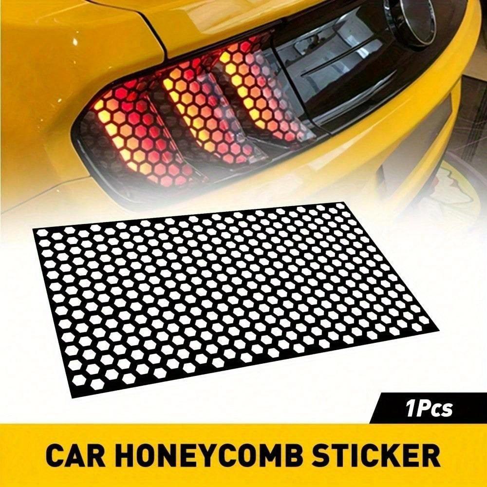 1pc Car Rear Tail Light Lamp Stickers, Honeycomb Type Decal Car DIY Self Adhesive Tint Film Sheet, Universal Car Accessories