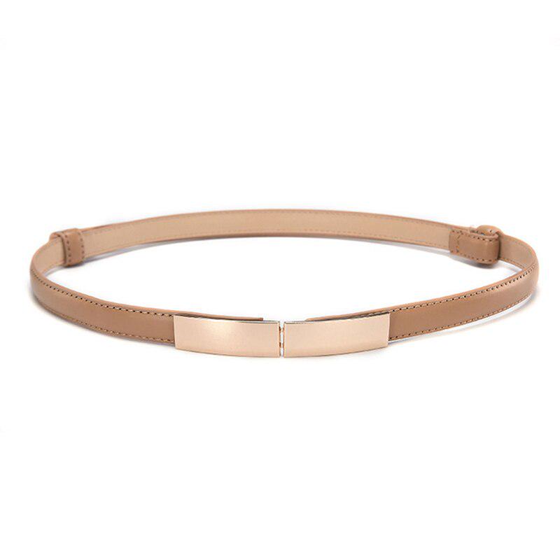 

Простой модный женский ремень из искусственной кожи, тонкий, металлический, золотой, с эластичной пряжкой, пояс, аксессуары для женского платья коричневый