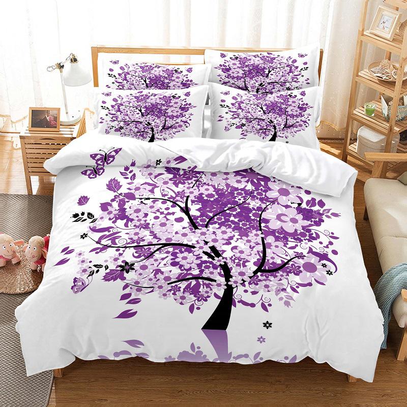 Blue Flower Duvet Cover Queen Size With Zipper Pillowcase 3D Floral Bedding Set 3pcs 2pcs Full King Twin Single Double Bed Thin