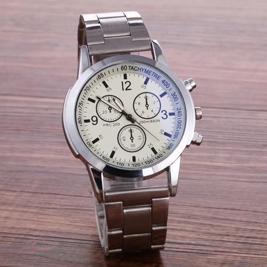 Men Dress Watch Analog Quartz Watch with Three Sub-Dials Stainless Steel Wristwatch for Husband Boyfriend Father Business Date