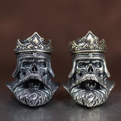 Dual Color Crown Skull King Head Sculpture Brass Knife Bead EDC Outdoor DIY Paracord Lanyard Pendant Woven Bracelet  Accessories