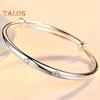 Women Bangle Copper Silver Color Curved Adjustable Smooth Polished Luster Wrist Jewelry Anniversary Birthday Gift Lightweight Bangle