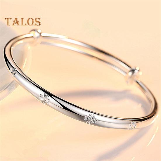 Women Bangle Copper Silver Color Curved Adjustable Smooth Polished Luster Wrist Jewelry Anniversary Birthday Gift Lightweight Bangle