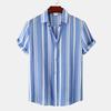 Men's Striped British Style New Cross 1D Digital Printing Summer Casual Short Sleeve Shirt Premium Sense