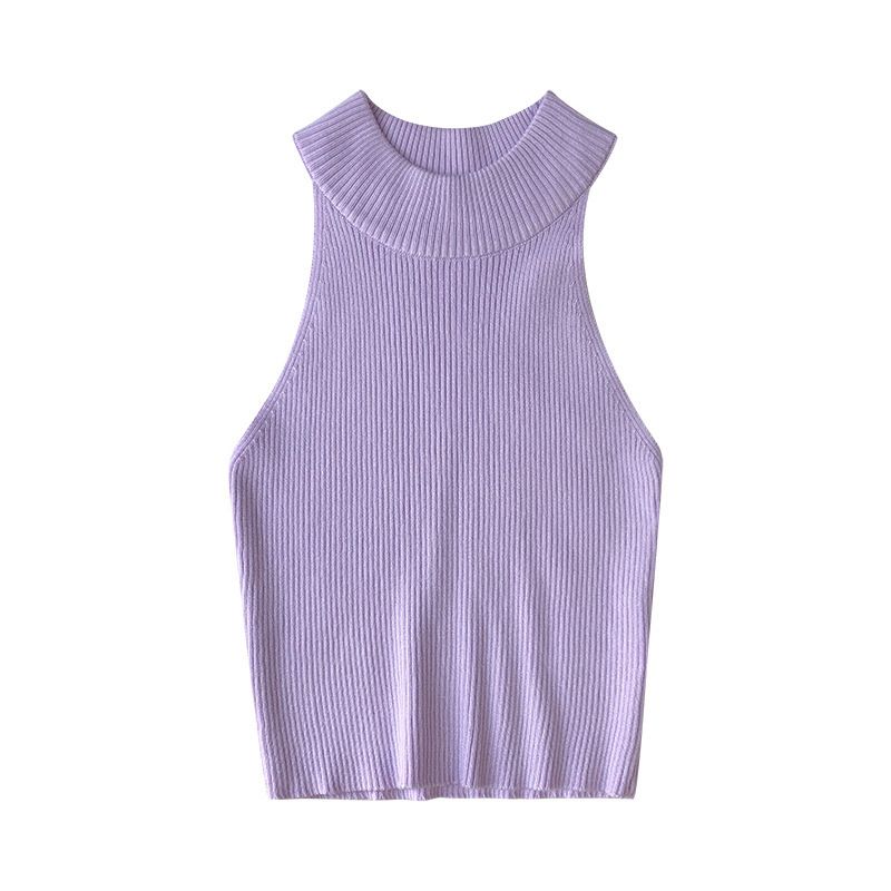 round Neck Elastic Narrow Shoulder Sleeveless Vest