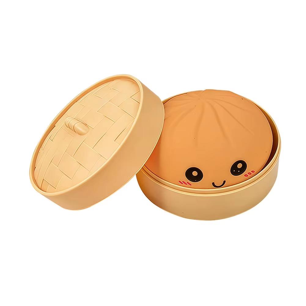 Realistic Giant Dumpling Squeeze Toy With Steamer Soft Tpr Dough Ball Glittery Cute Decompression Fidget Toy Funny Creative Gift