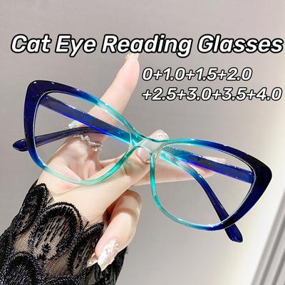 Lesebrille mit Katzenaugen-Rahmen für Damen, Unisex, Herren, Anti-Blaulicht, Weitsichtbrille, Damen, neue Mode, Presbyopie-Brille