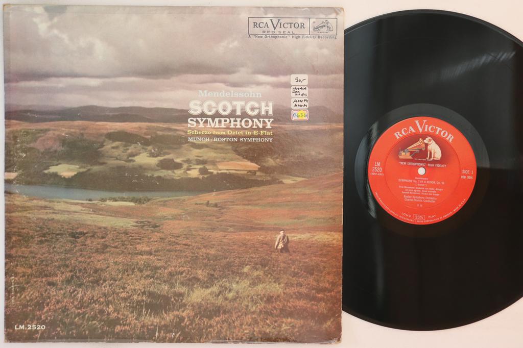 LP Record CHARLES MUNCH BOSTON SYMPHONY ORCH  Mendelssohn Scotch Symphony  Scher LM2520 RCA VICTOR RED US Classical Used