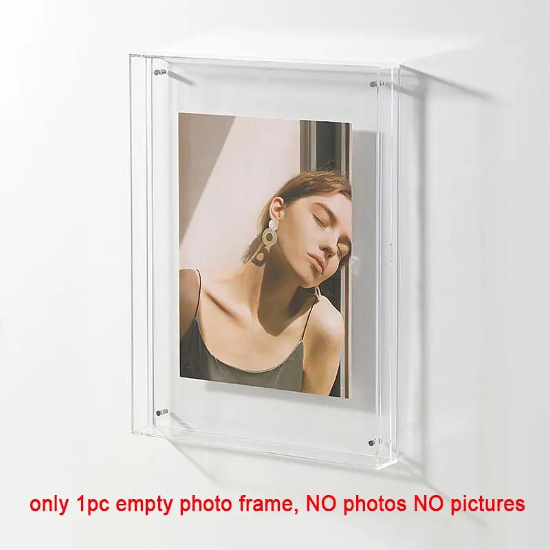 Acrylic Photo Frame Box Transparent Photocard Holder Interior Frame Picture Display Stand Office Home Desktop Wall Decoration