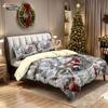 3pcs Imitation Relief Santa Claus Printed Coreless Bedding Set, Multi Size Bedroom Bedding Decoration, Machine Washable
