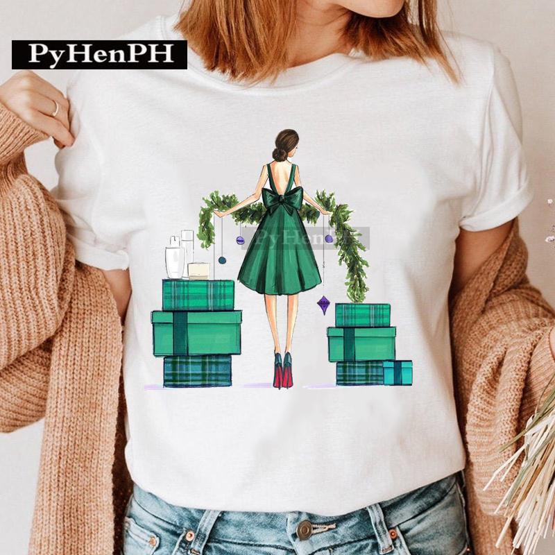 Summer Christmas Elk Printed T-shirt for Men Women Cotton Loose Round Neck Short Sleeve T-Shirts Unisex