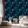 Watercolor Galaxy Wallpaper Navy Blue, Turquoise and Black 50x1000