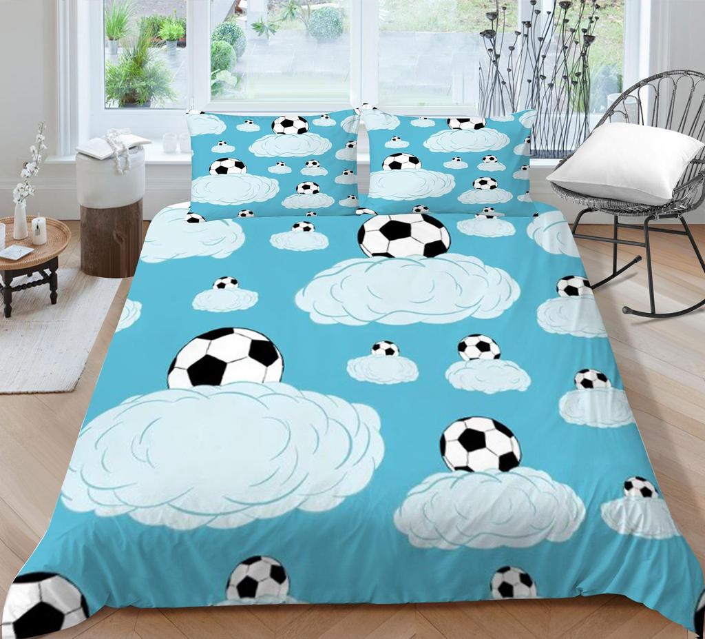 Bedding Set 3D Football Quilt Cover Bed Covers Home Bedclothes with Pillowcases Hot Sale Produce Microfiber Warm